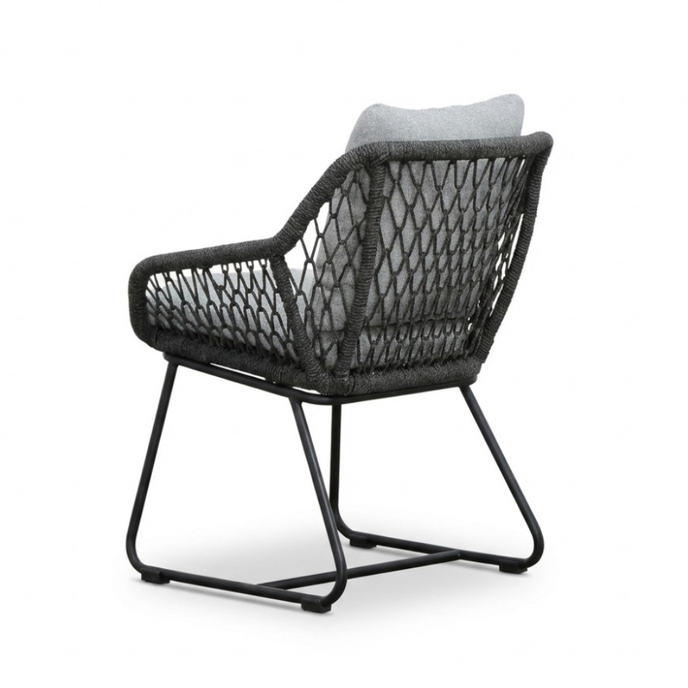 Portofino dining tuinstoel | touw + aluminium | Stone Grey