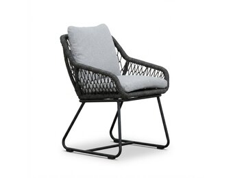 Portofino dining tuinstoel | touw + aluminium | Stone Grey