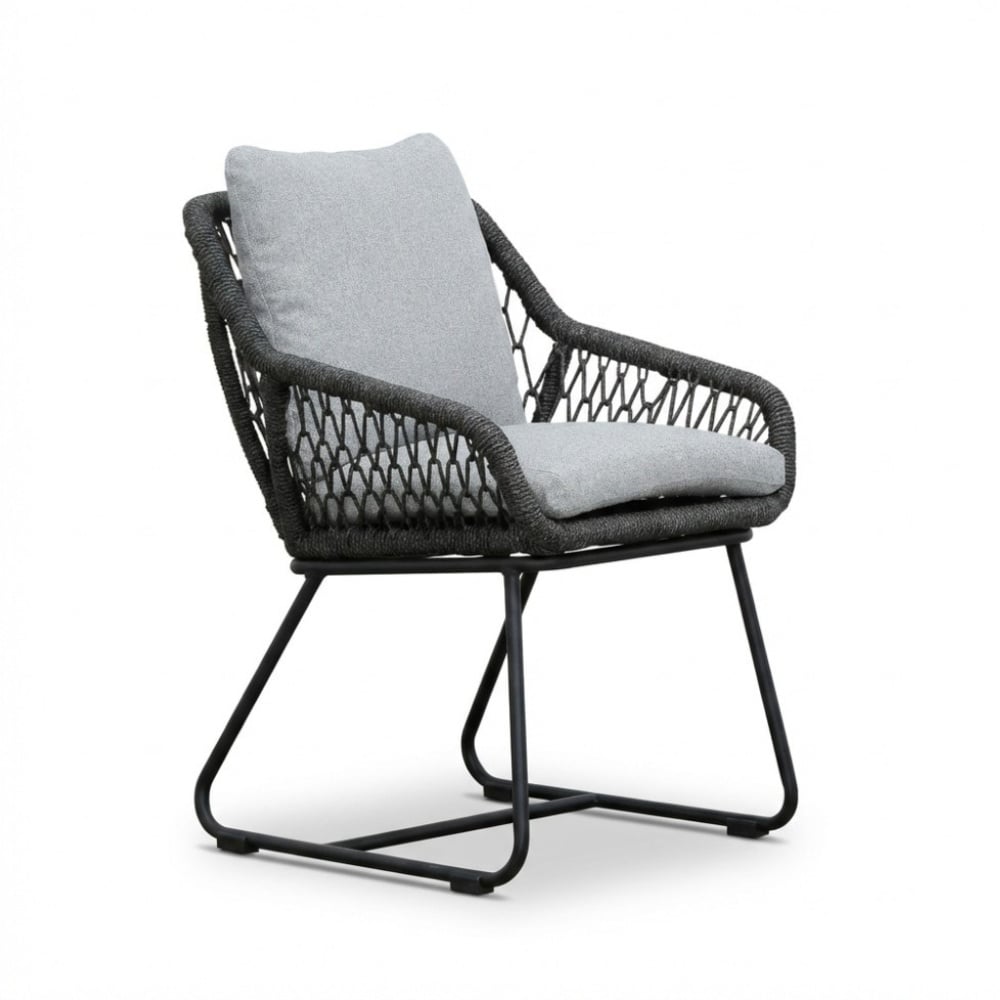 Portofino dining tuinstoel | touw + aluminium | Stone Grey