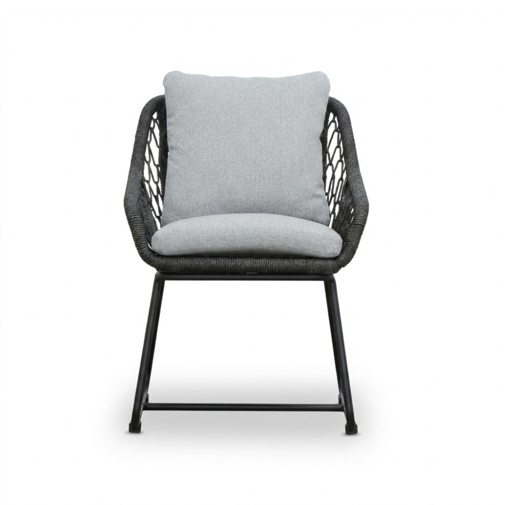 Portofino dining tuinstoel | touw + aluminium | Stone Grey