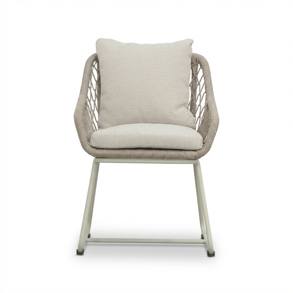 Portofino dining tuinstoel | touw + aluminium | Almond Beige