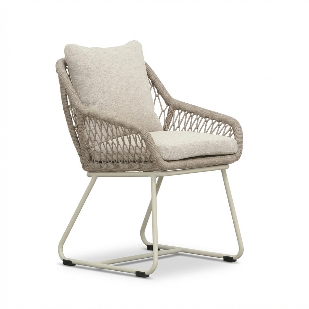 Portofino dining tuinstoel | touw + aluminium | Almond Beige