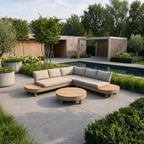 California hoek loungeset 5 personen | aluminium + hardhout | beige | 4-delig