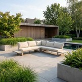 Canyon hoek loungeset 5 personen | aluminium + sintered stone | Marble Latte | 3-delig - 288x288cm