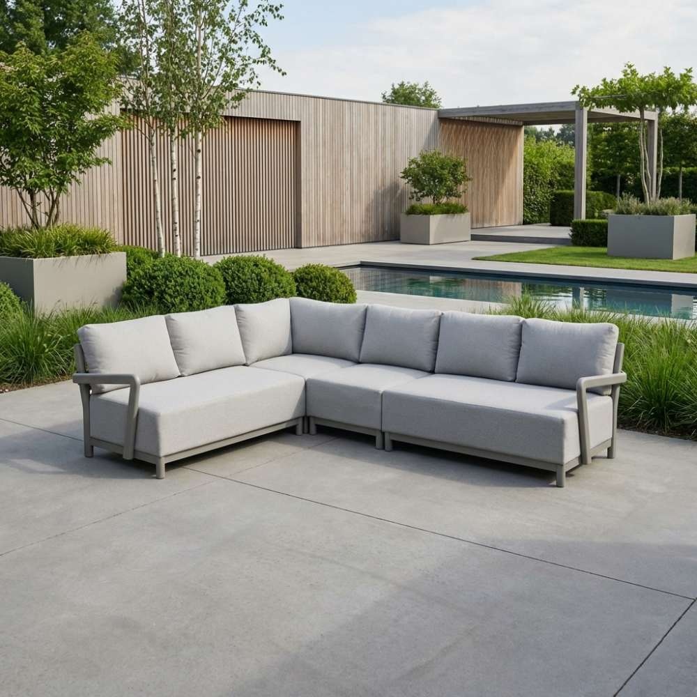 Amalfi hoek loungeset 6 personen | aluminium + polywood | beige | 4-delig - 289x222cm