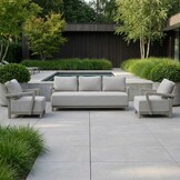 Amalfi stoel-bank loungeset 5 personen | aluminium + polywood | beige | 3-delig