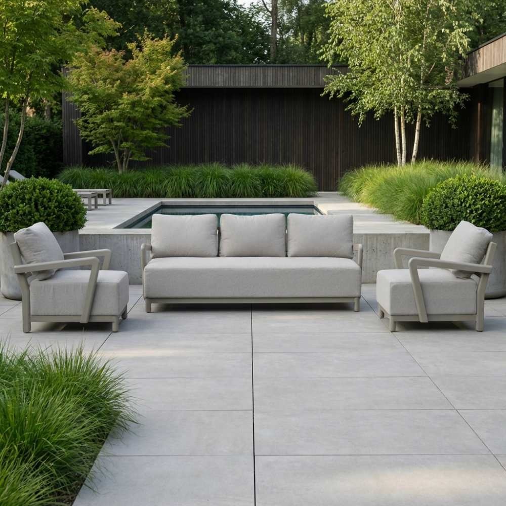 Amalfi stoel-bank loungeset 5 personen | aluminium + polywood | beige | 3-delig