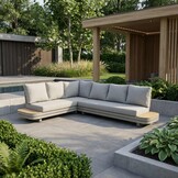 Serrento hoek loungeset links 6 personen | aluminium + polywood | beige |  2-delig - 241x226cm