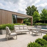 Manhattan stoel-bank loungeset - verstelbaar 5 personen | aluminium + polywood | beige | 3-delig