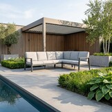 Tokyo hoek loungeset 6 personen | aluminium + polywood | antraciet | 3-delig - 264x204cm