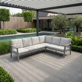 Tokyo hoek loungeset 6 personen | aluminium + polywood | beige | 3-delig - 264x204cm