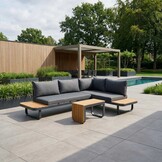 Montreal chaise longue balkon loungeset 4 personen | aluminium + polywood | antraciet | 3-delig