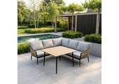 Lucca dining loungeset 5 personen | wicker + aluminium | zand | 3-delig - 219x219cm