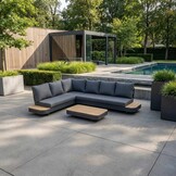 Serrento hoek loungeset links 6 personen incl. tafel | aluminium + polywood | antraciet | 4-delig