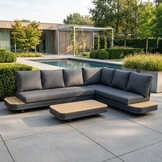 Serrento hoek loungeset rechts 6 personen incl. tafel | aluminium + polywood | antraciet | 4-delig