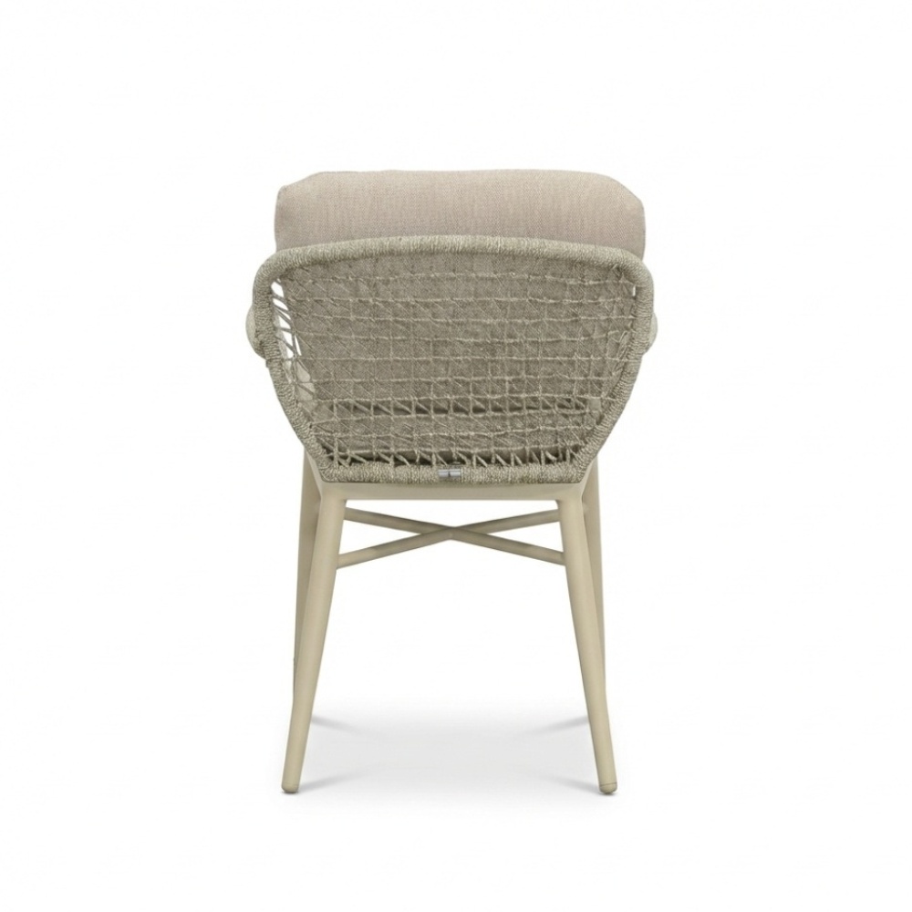 Mila dining tuinstoel | touw + aluminium | beige