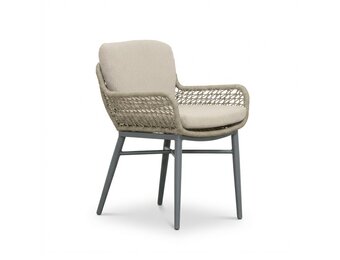 Mila dining tuinstoel | touw + aluminium | beige/antraciet