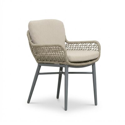 Mila dining tuinstoel | touw + aluminium | beige/antraciet