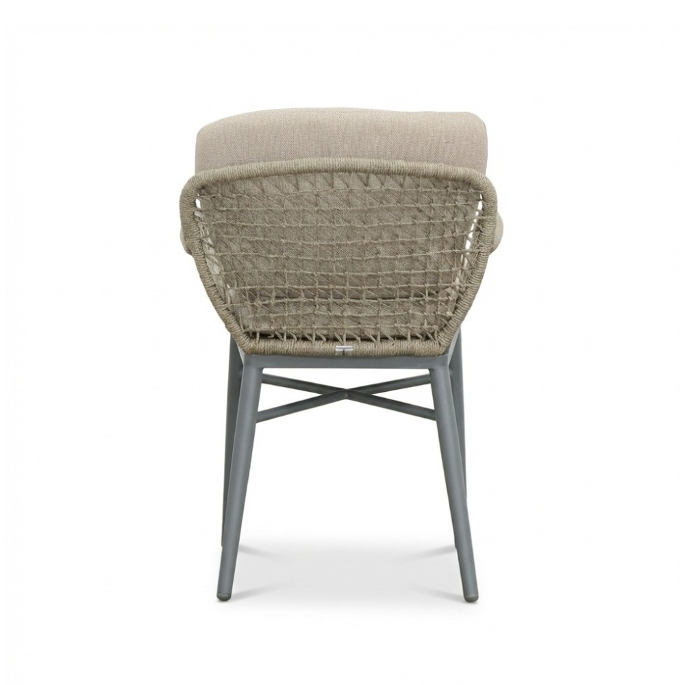 Mila dining tuinstoel | touw + aluminium | beige/antraciet