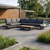 Vegas hoek loungeset-links 6 personen incl. tafel | aluminium + polywood | antraciet | 5-delig