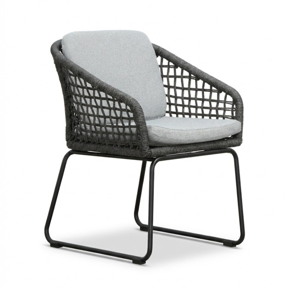 BUITEN living Tulum dining tuinstoel | touw + aluminium | Stone Grey