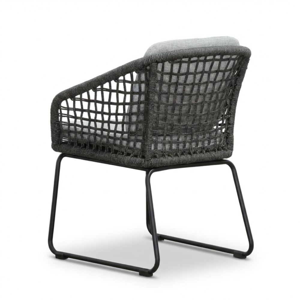 Tulum dining tuinstoel | touw + aluminium | Stone Grey