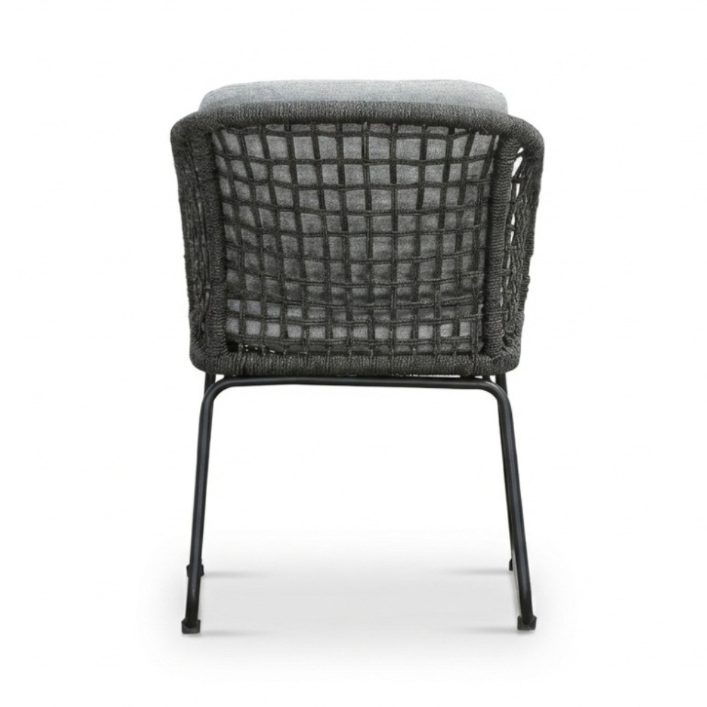 Tulum dining tuinstoel | touw + aluminium | Stone Grey