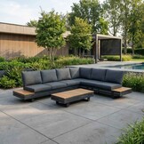 Vegas hoek loungeset-rechts 6 personen incl. tafel | aluminium + polywood | antraciet | 5-delig