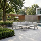 Lola hoek loungeset L-vorm 6 personen incl. tafel | aluminium + polywood | beige | 5-delig