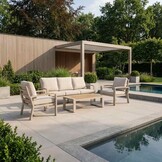 Seattle stoel-bank loungeset 5 personen incl. tafel | aluminium + polywood | beige | 4-delig