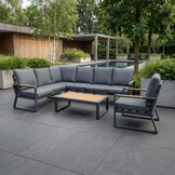 Vancouver hoek loungeset incl. stoel en tafel | aluminium + polywood | antraciet | 7-delig