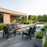 Manhattan stoel-bank loungeset - verstelbaar incl tafel | aluminium + polywood | antraciet | 4-delig