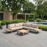 Canyon hoek loungeset 5 personen incl. tafel | aluminium + hardhout | beige | 5-delig - 288x288cm