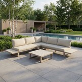 Canyon hoek loungeset incl. loungetafel | aluminium + sintered stone | Marble Latte | 4-delig