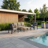 Tokyo stoel-bank loungeset 5 personen incl. tafel  | aluminium + polywood | antraciet | 4-delig