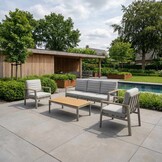 Tokyo stoel-bank loungeset 5 personen incl. tafel | aluminium + polywood | beige | 4-delig