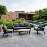 Lola stoel-bank loungeset incl. tafel 5 personen | aluminium + polywood | antraciet | 4-delig