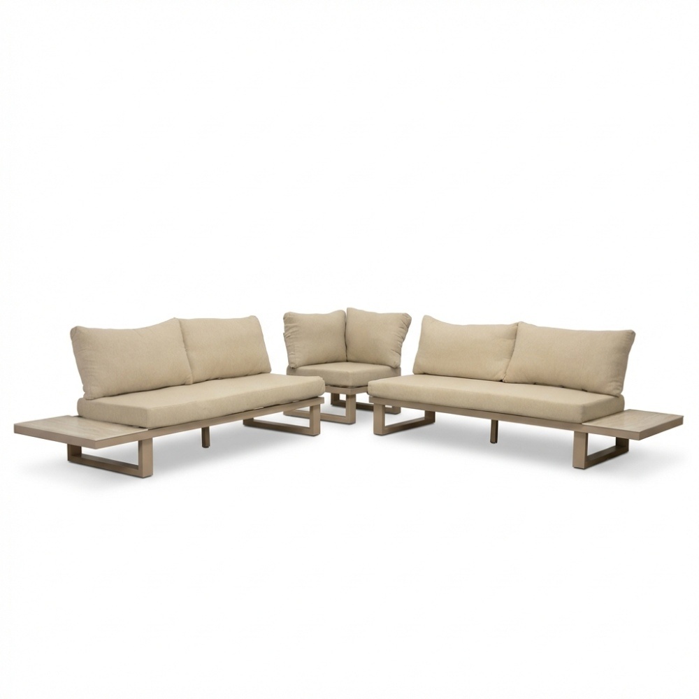 Canyon hoek loungeset 5 personen | aluminium + sintered stone | Marble Latte | 3-delig - 288x288cm