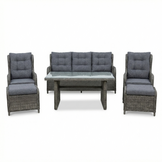 Belfort stoel-bank loungeset - verstelbaar 7 personen | wicker | Kobo Grey | 6-delig