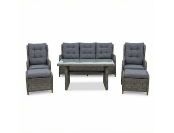 Belfort stoel-bank loungeset - verstelbaar 7 personen | wicker | Kobo Grey | 6-delig