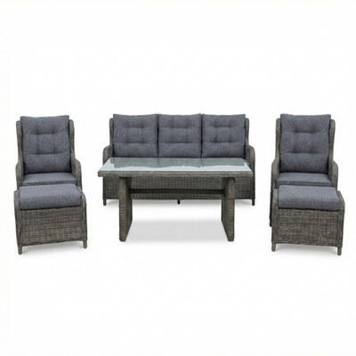 Belfort stoel-bank loungeset - verstelbaar 7 personen | wicker | Kobo Grey | 6-delig