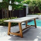 Veltis/Tulum Sandstone dining tuinset | 6 personen | polystone + touw | 250cm