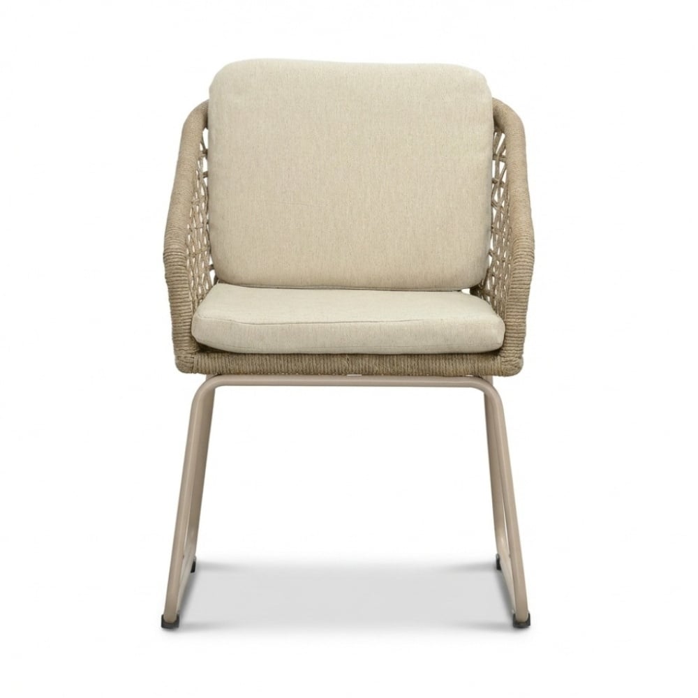 Veltis/Tulum Sandstone dining tuinset | 6 personen | polystone + touw | 250cm