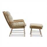 Dex voetenbank | wicker + aluminium | Bamboo beige