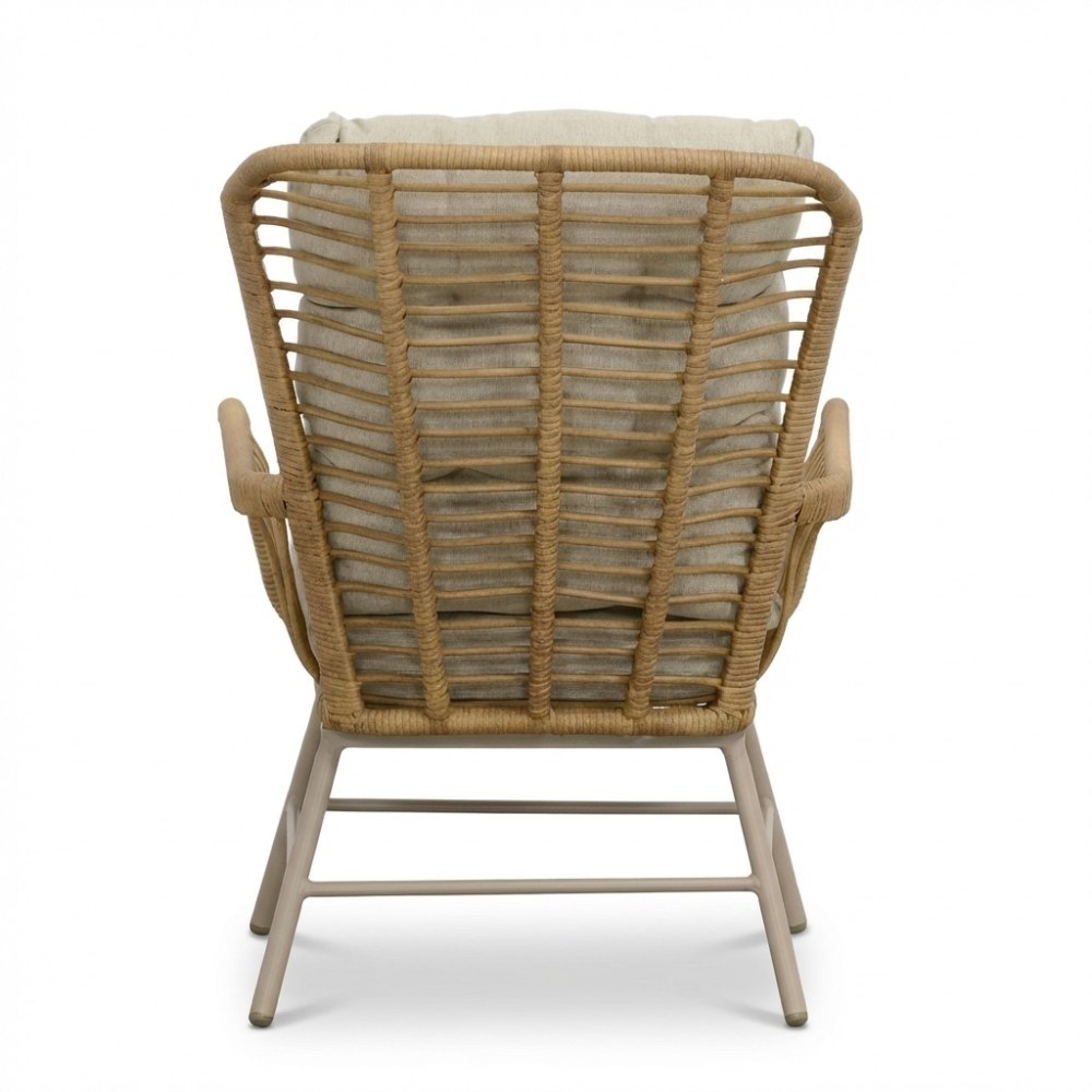 Dex loungestoel tuin met voetenbank | wicker + aluminium | Bamboo beige