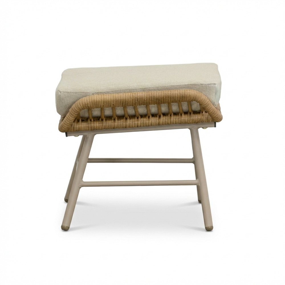 Dex loungestoel tuin met voetenbank | wicker + aluminium | Bamboo beige