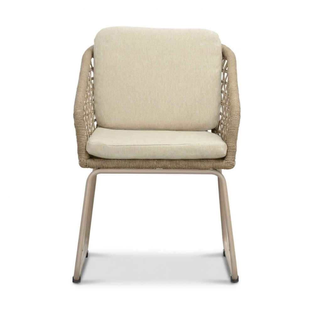 Manhattan beige/Tulum Sandstone dining tuinset | 4 personen | polywood + touw | 180cm