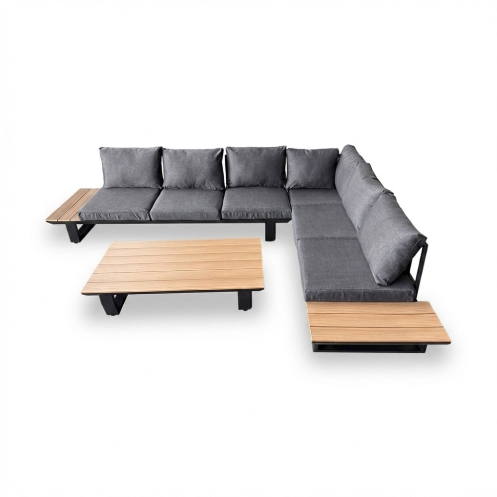 Atlanta hoek loungeset 6 personen | aluminium + polywood | antraciet | 3-delig - 305x228cm