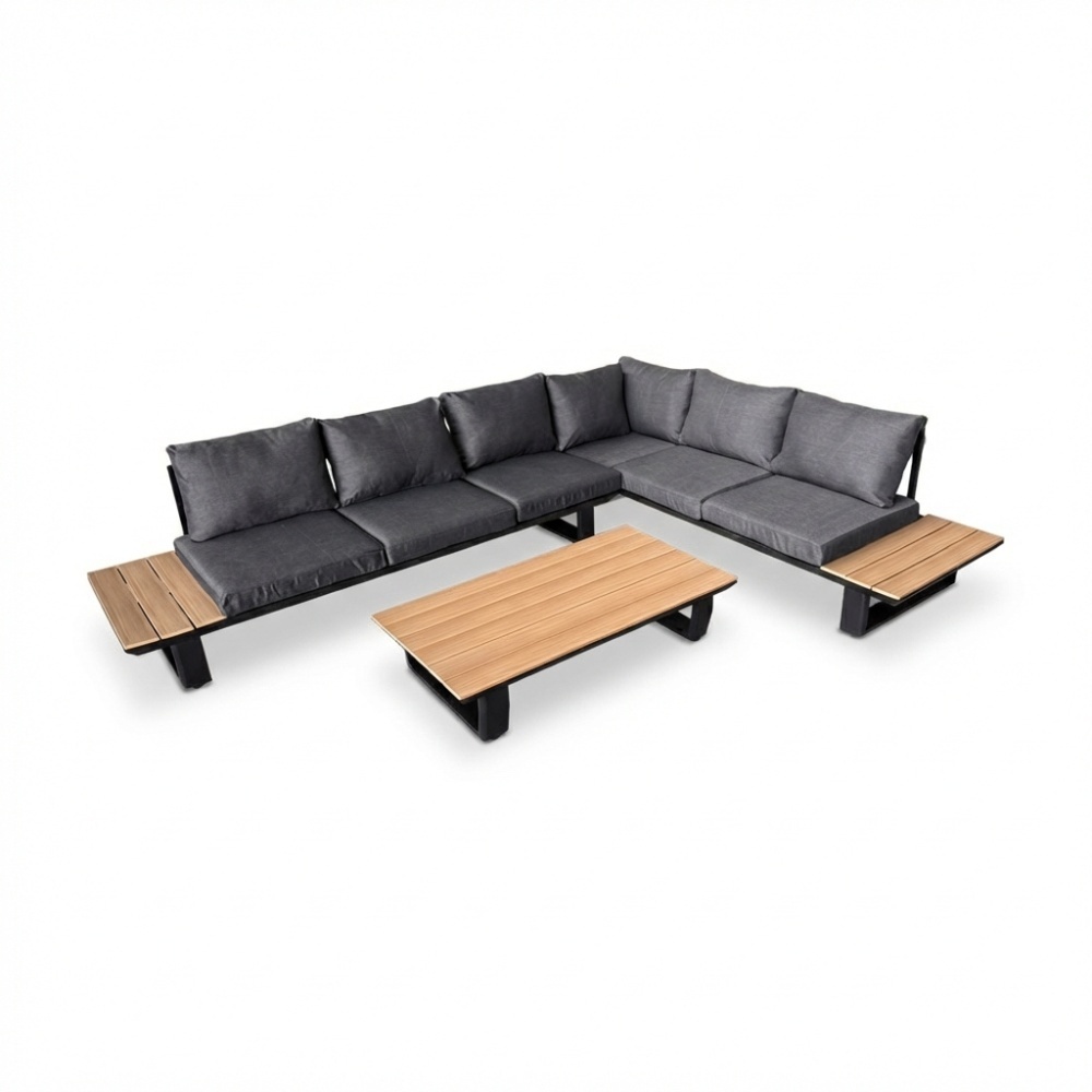 Atlanta hoek loungeset 6 personen | aluminium + polywood | antraciet | 3-delig - 305x228cm