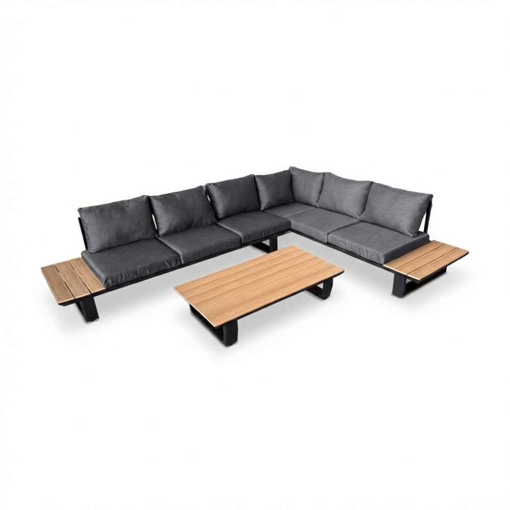 Atlanta hoek loungeset 6 personen | aluminium + polywood | antraciet | 3-delig - 305x228cm